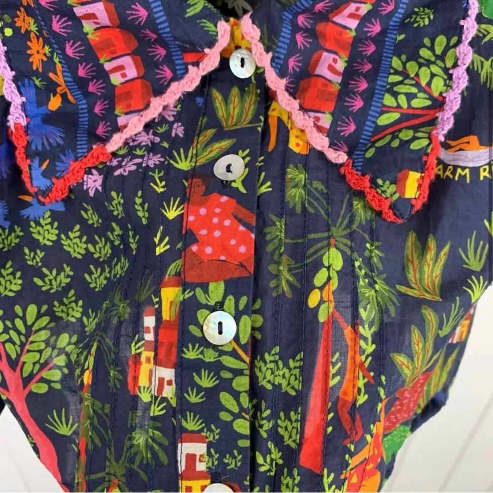 Farm Rio Colorful Patterned Blouse - Picture 2 of 6